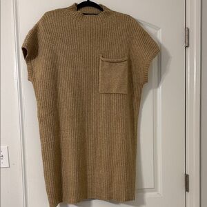 Tan Ribbed Knit Sweater Dress